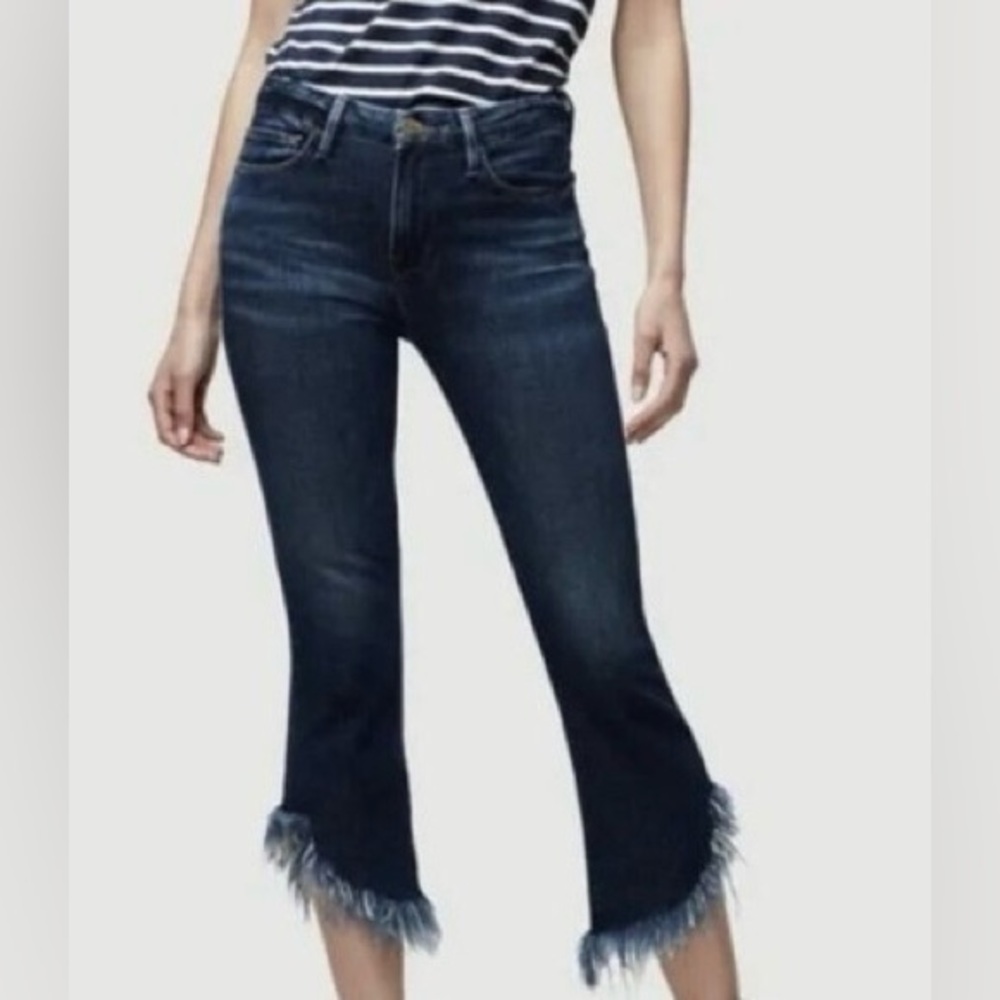 Frame Denim Le Crop Mini Boot in Dark Blue